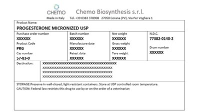 image of container label - progesterone micronized usp label